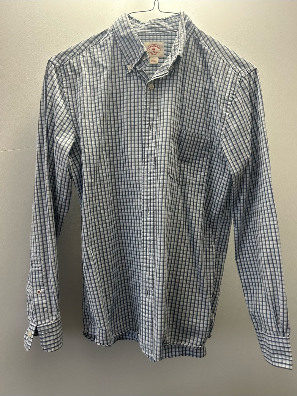 Brooks Brothers Blue and White Windowpane Button-Down Shirt